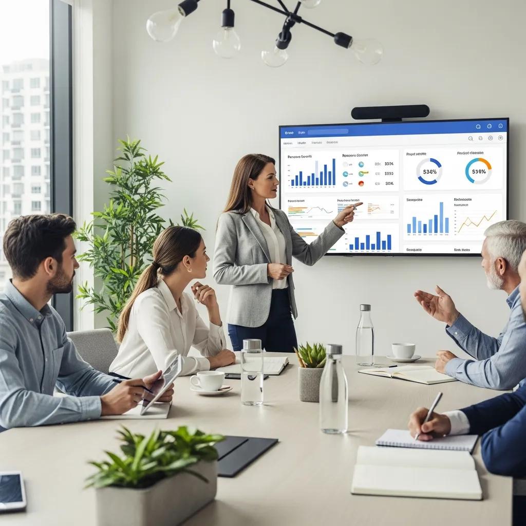 Fractional CFO presenting financial reports to a small business team &mdash; collaboration that improves decision-making