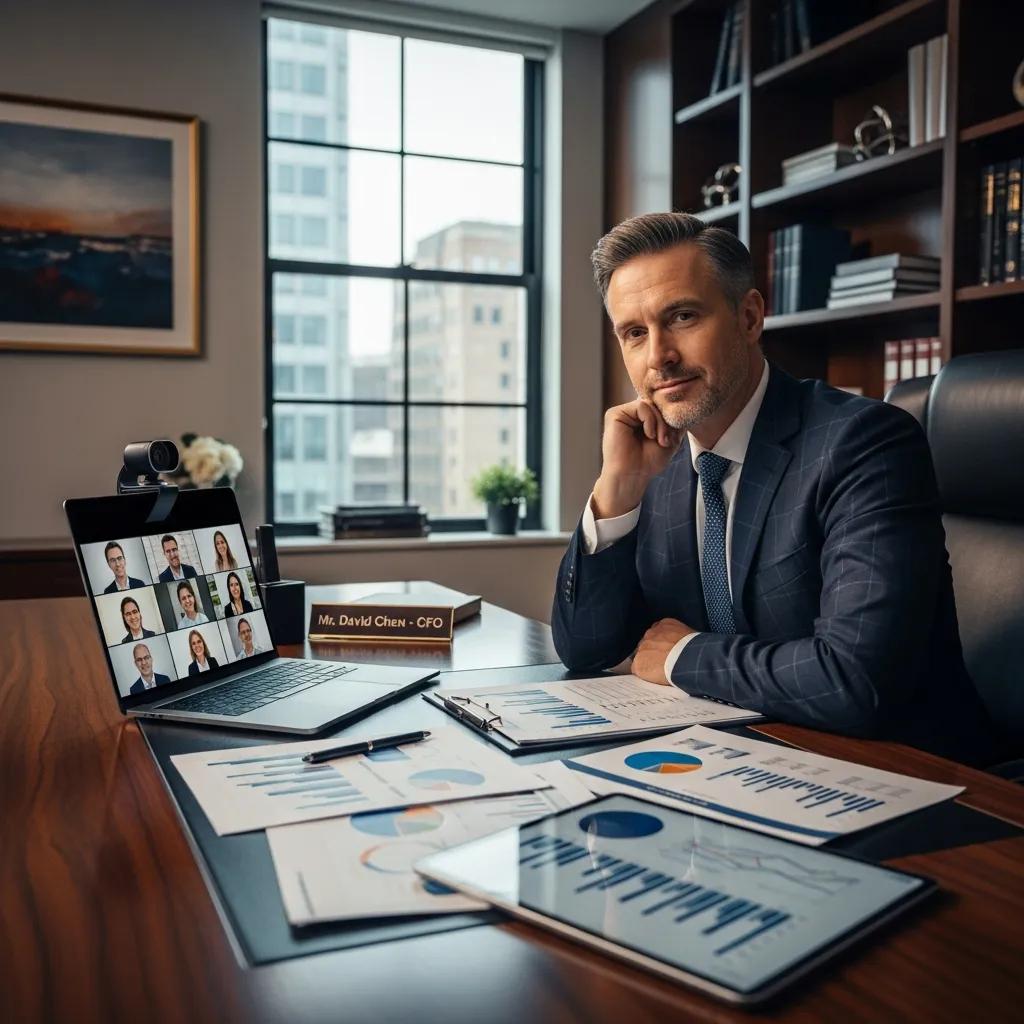Full-time CFO on a video call with investors