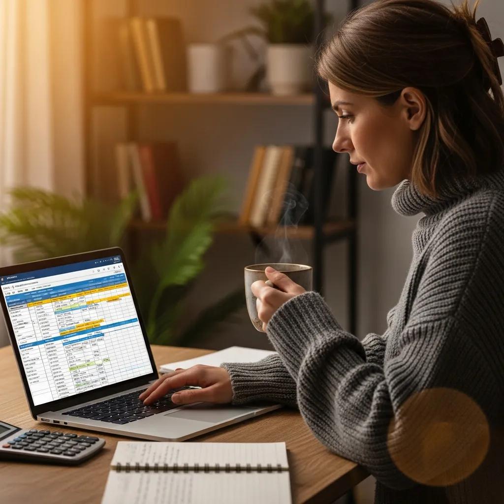 Owner adjusting a budget in a home office