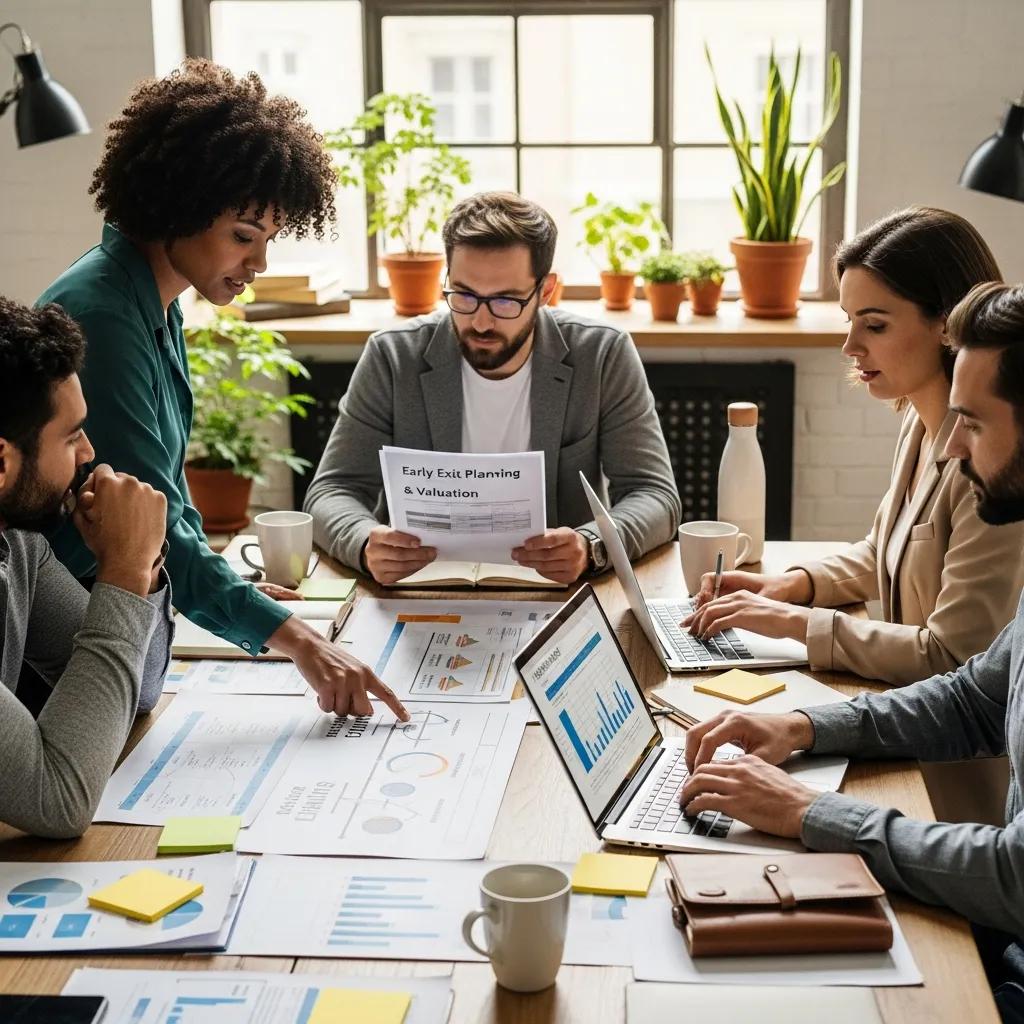 Team working on exit planning and strategy